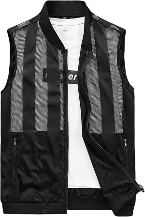 PEHMEA Men's Summer Casual Lightweight Breathable Mesh Cycling Travel Photo Zipper Vest