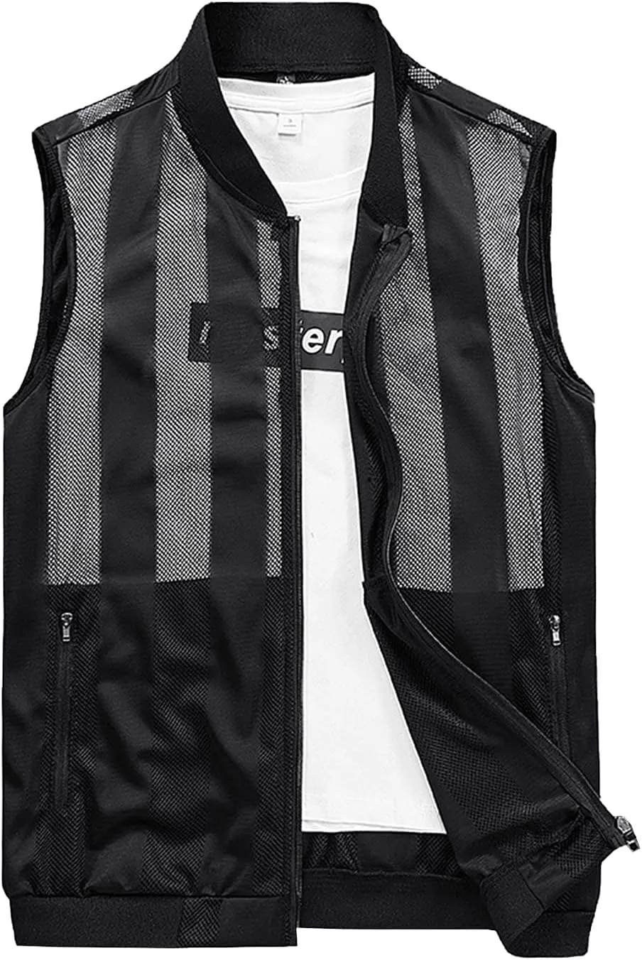 PEHMEA Men's Summer Casual Lightweight Breathable Mesh Cycling Travel Photo Zipper Vest