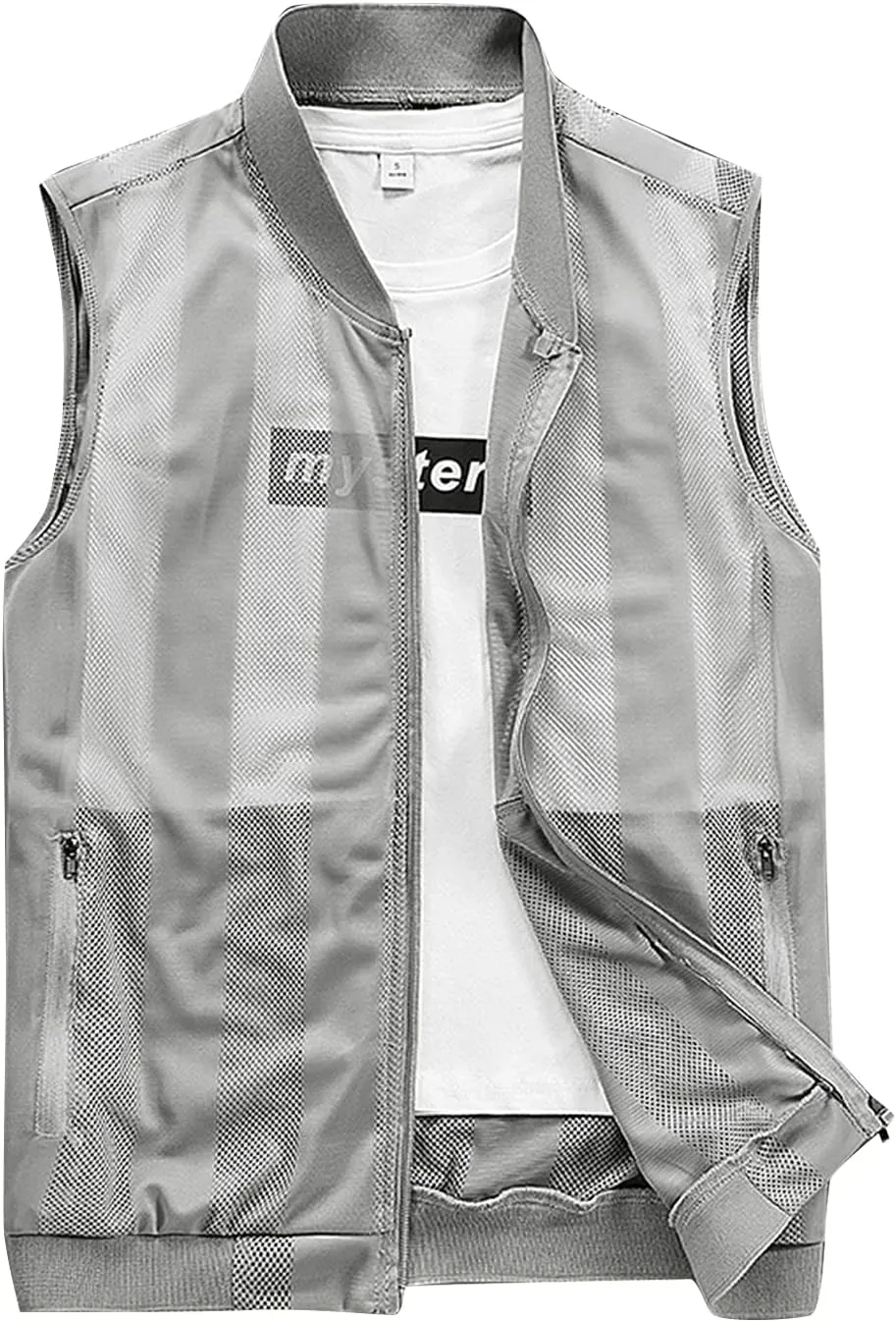 PEHMEA Men's Summer Casual Lightweight Breathable Mesh Cycling Travel Photo Zipper Vest
