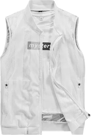 PEHMEA Men's Summer Casual Lightweight Breathable Mesh Cycling Travel Photo Zipper Vest