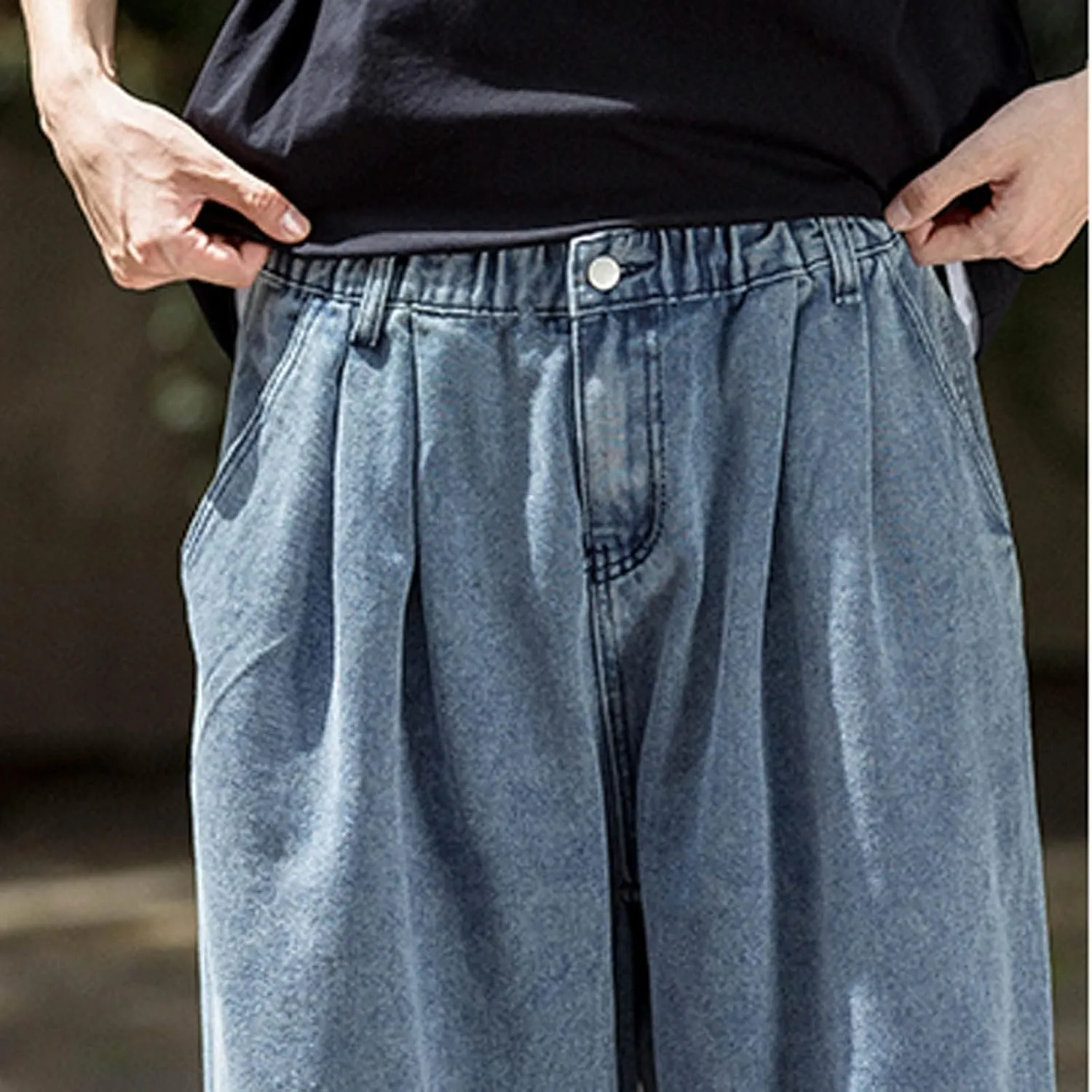 PGOJUNI Men's Baggy Jeans Retro Hip Hop Wide Leg Denim Pants Stretchy Loose fit Straight Leg Jeans Trousers 90s Streetwear