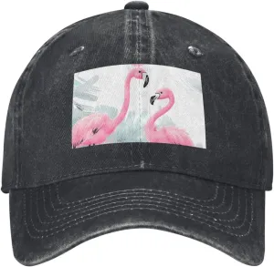 Pink Flamingo Unisex Baseball Cap Breathable Cotton Trucker Hat Classic Denim Dad Hat Summer Sun Hat
