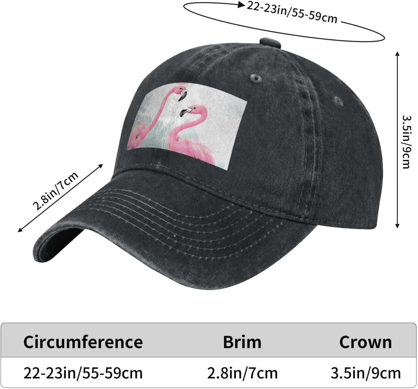 Pink Flamingo Unisex Baseball Cap Breathable Cotton Trucker Hat Classic Denim Dad Hat Summer Sun Hat