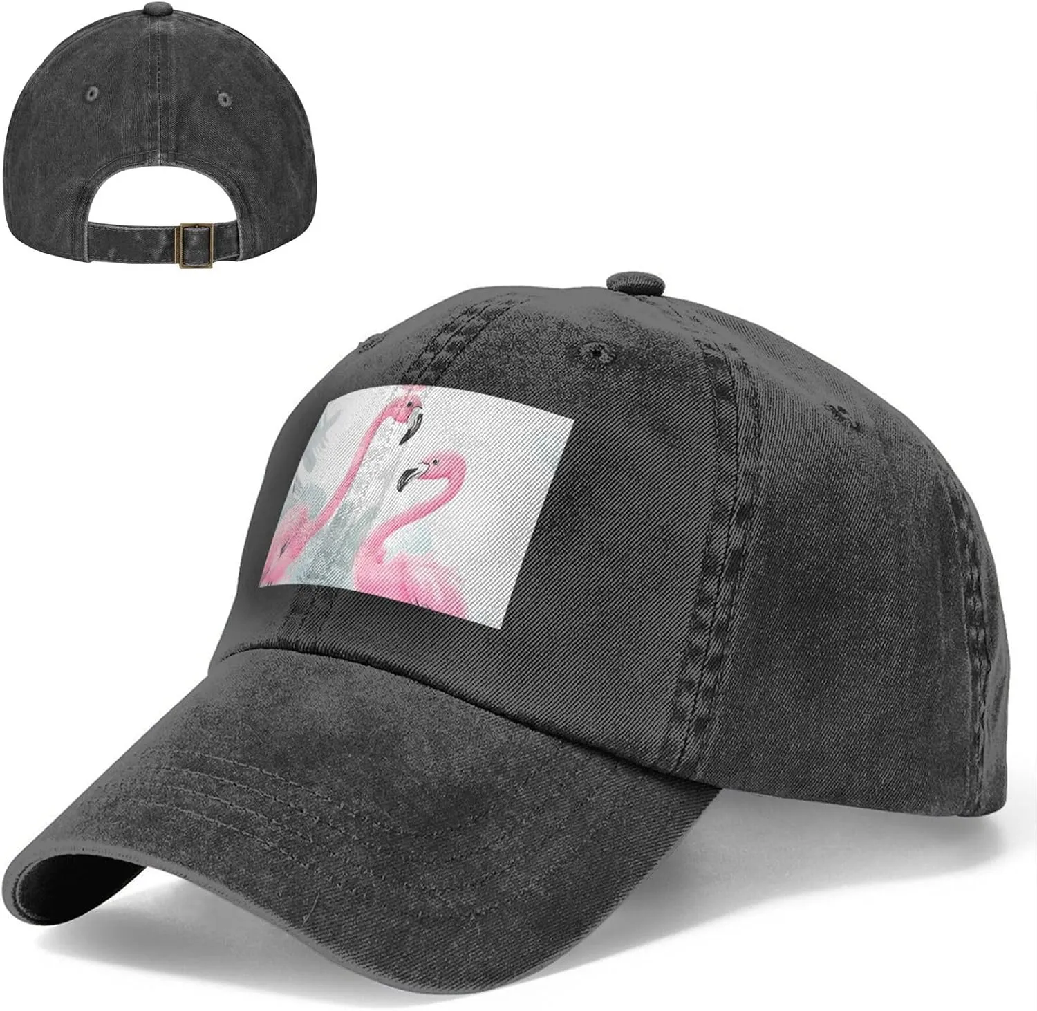 Pink Flamingo Unisex Baseball Cap Breathable Cotton Trucker Hat Classic Denim Dad Hat Summer Sun Hat