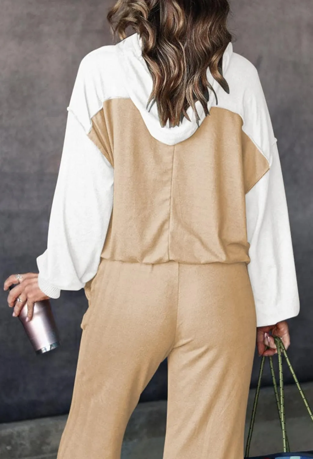 Pink Queen Womens 2 Piece Sweatsuit Outfits Long Sleeve Cutout Hoodies and Drawstring Pants Tracksuit Lounge Set with Pockets