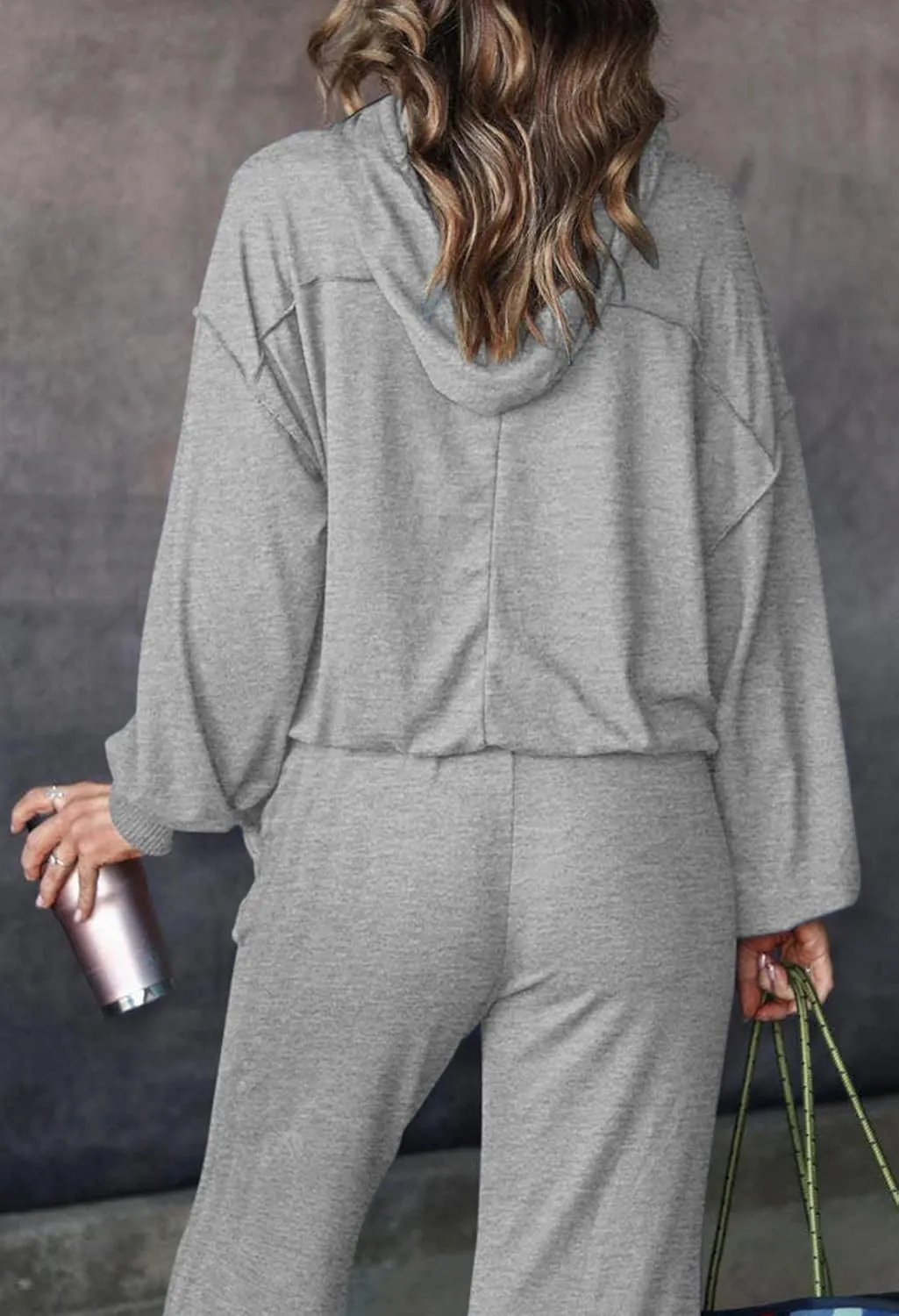 Pink Queen Womens 2 Piece Sweatsuit Outfits Long Sleeve Cutout Hoodies and Drawstring Pants Tracksuit Lounge Set with Pockets