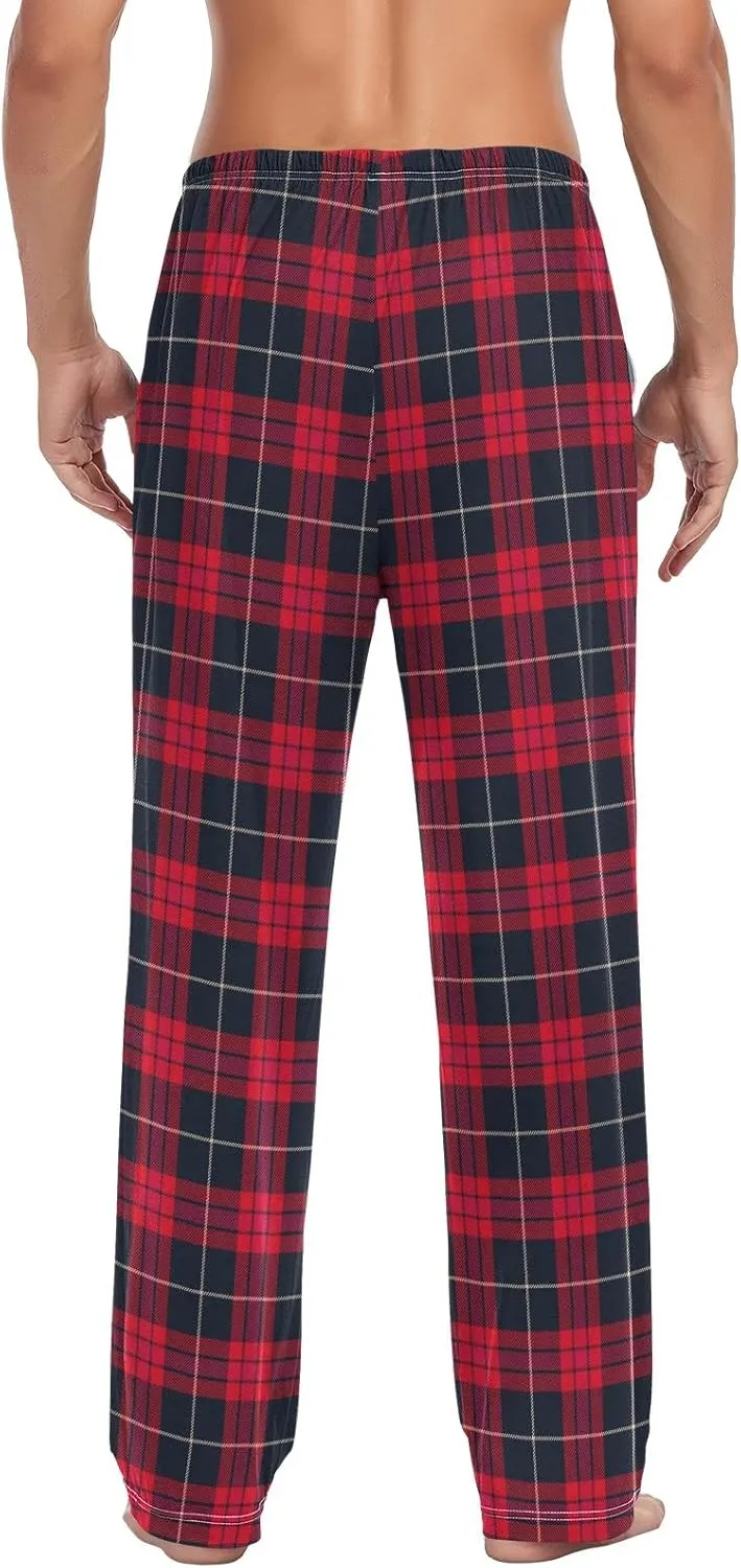 Plaid Tartan Pajama Pants for Men Red Blue Mens Pajama Bottoms Lounge Pants S