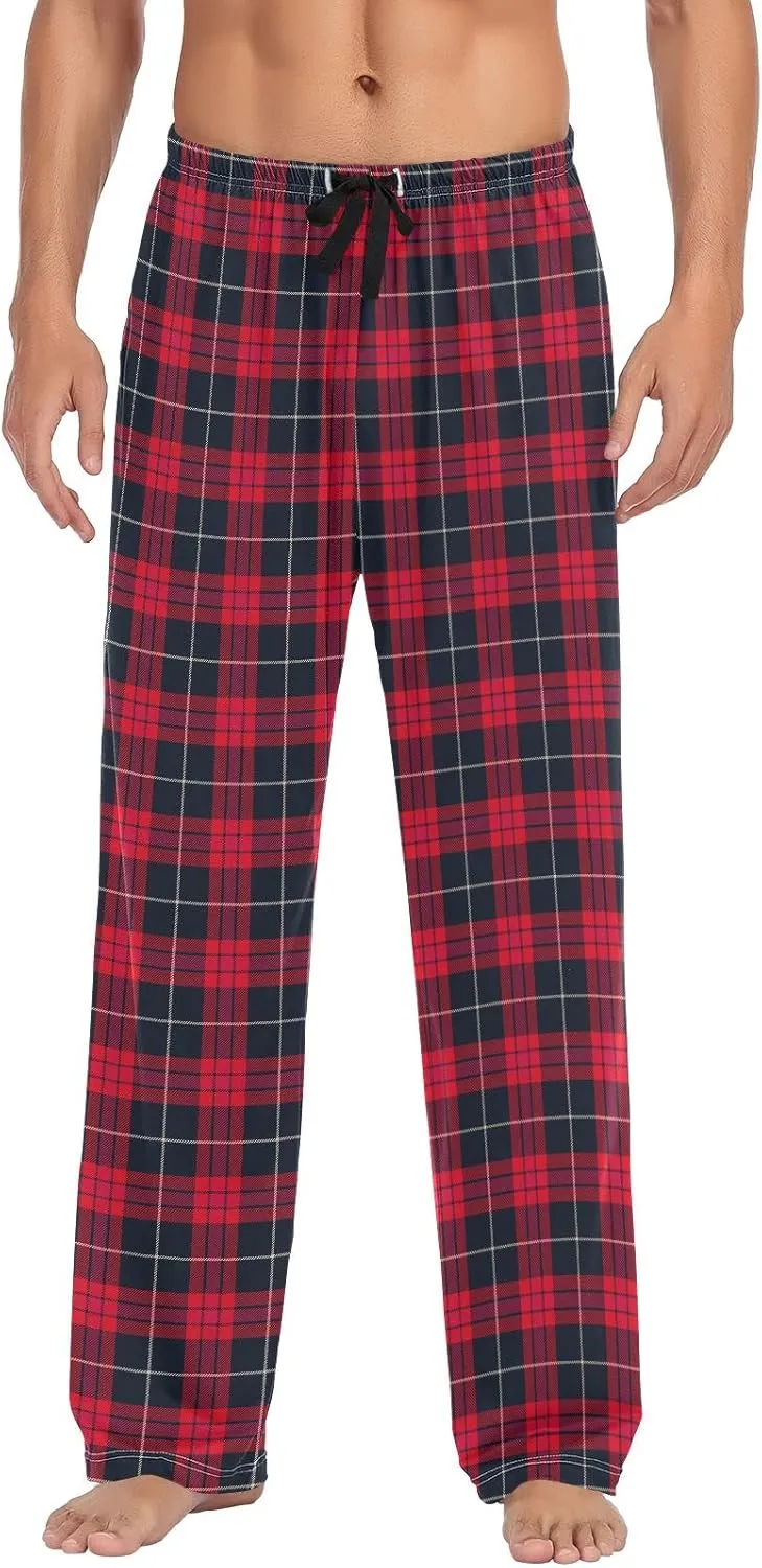 Plaid Tartan Pajama Pants for Men Red Blue Mens Pajama Bottoms Lounge Pants S