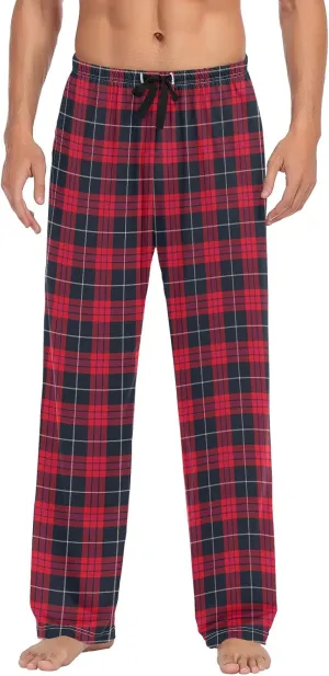 Plaid Tartan Pajama Pants for Men Red Blue Mens Pajama Bottoms Lounge Pants S