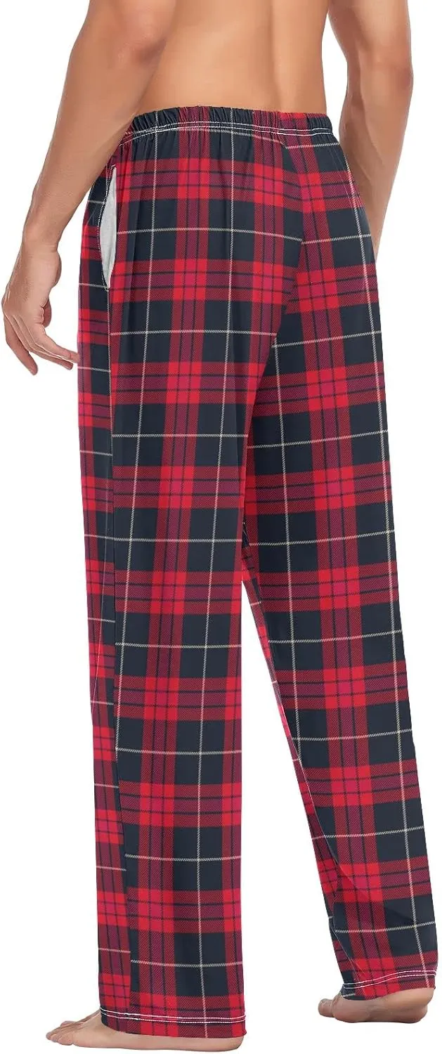 Plaid Tartan Pajama Pants for Men Red Blue Mens Pajama Bottoms Lounge Pants S