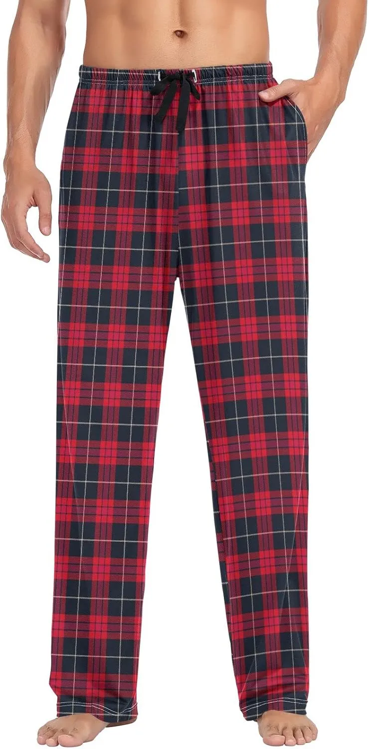 Plaid Tartan Pajama Pants for Men Red Blue Mens Pajama Bottoms Lounge Pants S