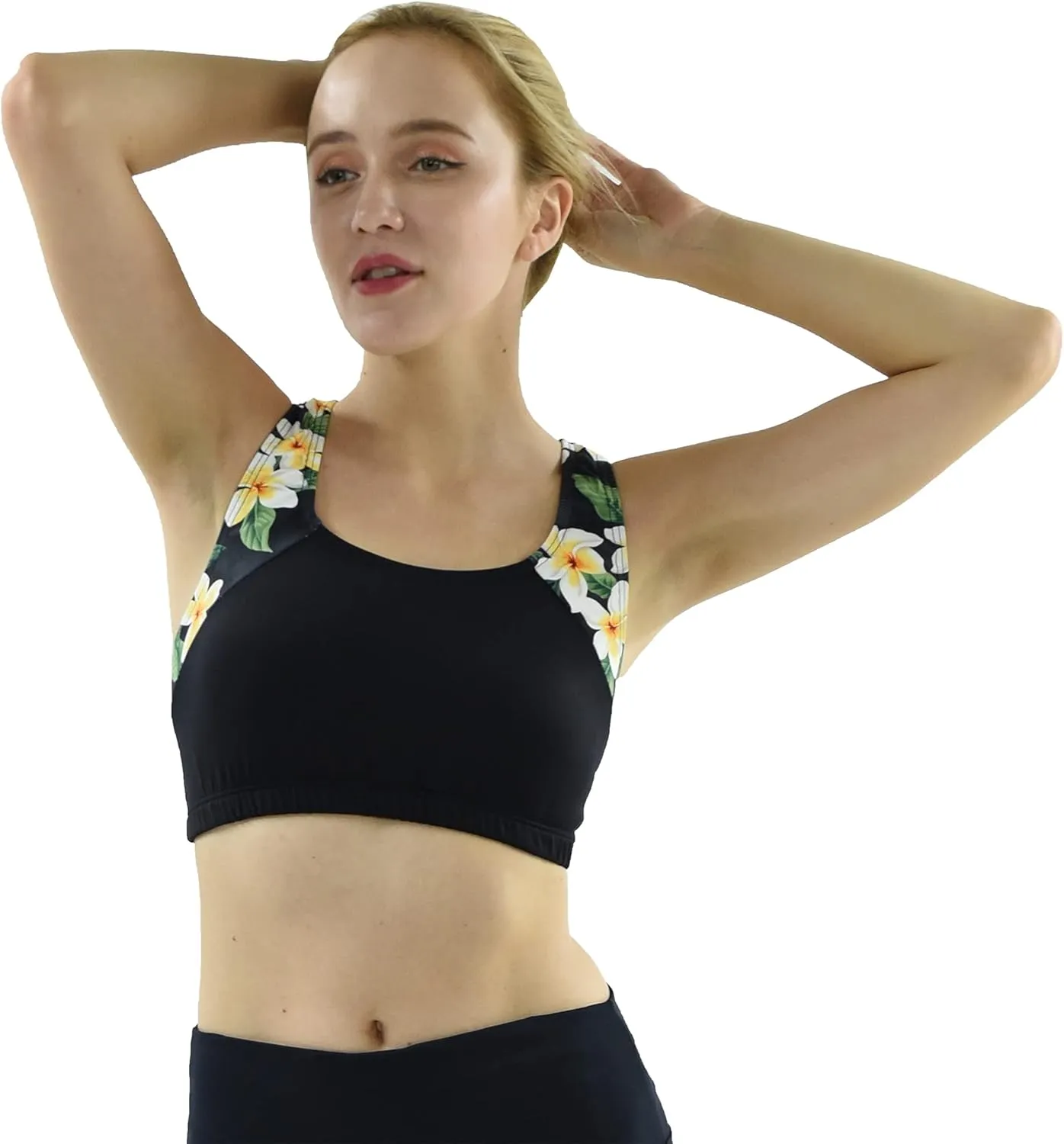Private Island Women UPF 50  Swim Tank Bra Short Top Sports Bras Swimsuit Rash Guard (RST)
