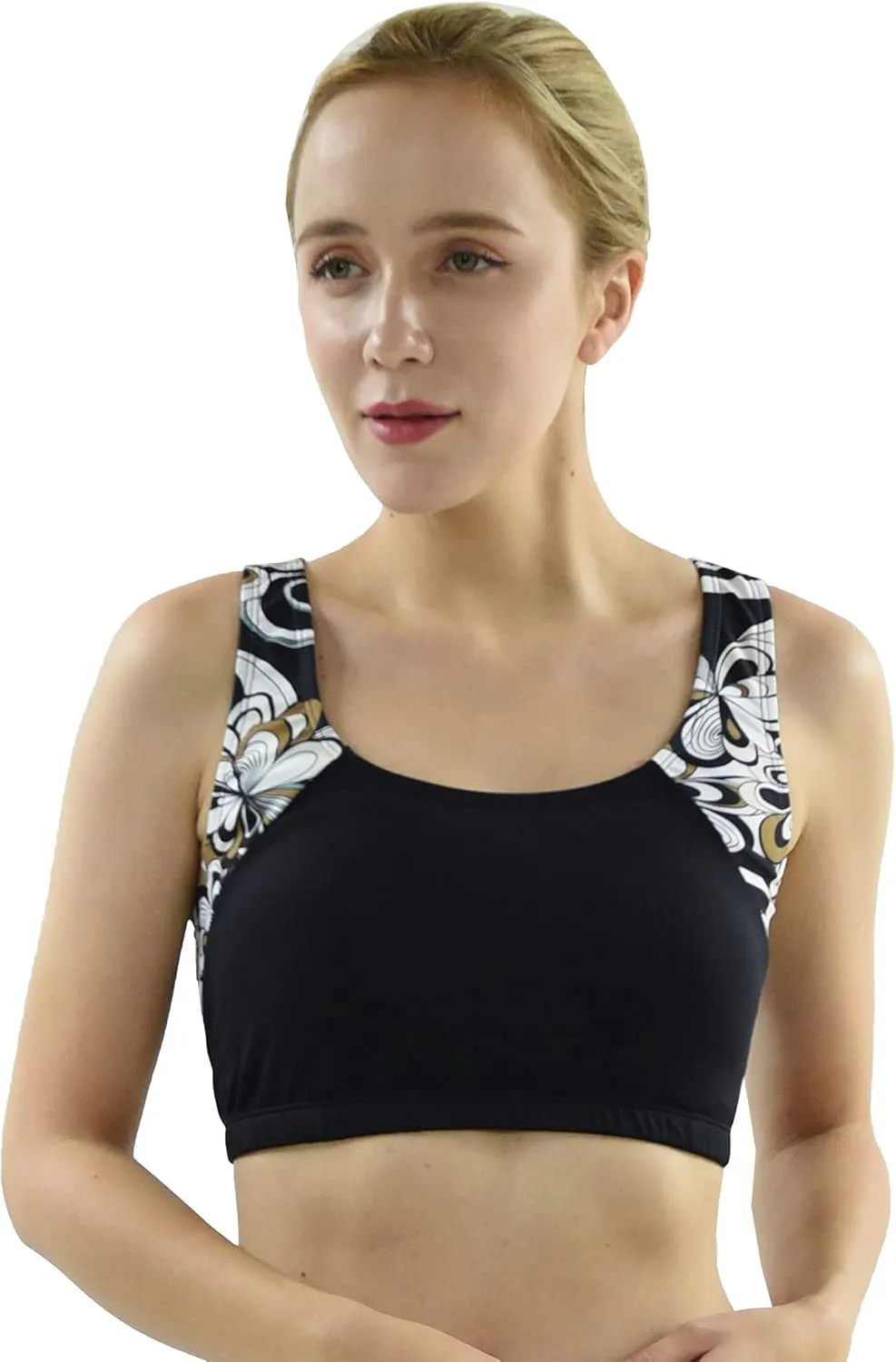 Private Island Women UPF 50  Swim Tank Bra Short Top Sports Bras Swimsuit Rash Guard (RST)