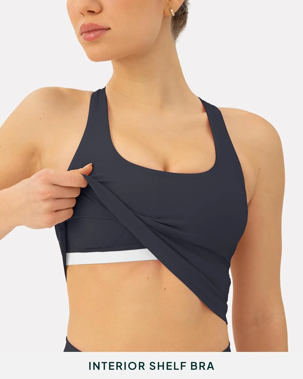 Racerback Workout Tank Tops for Women Built in Bra - Medium Support Scoop Athletic Tank Top Shelf Bra, HiPerform