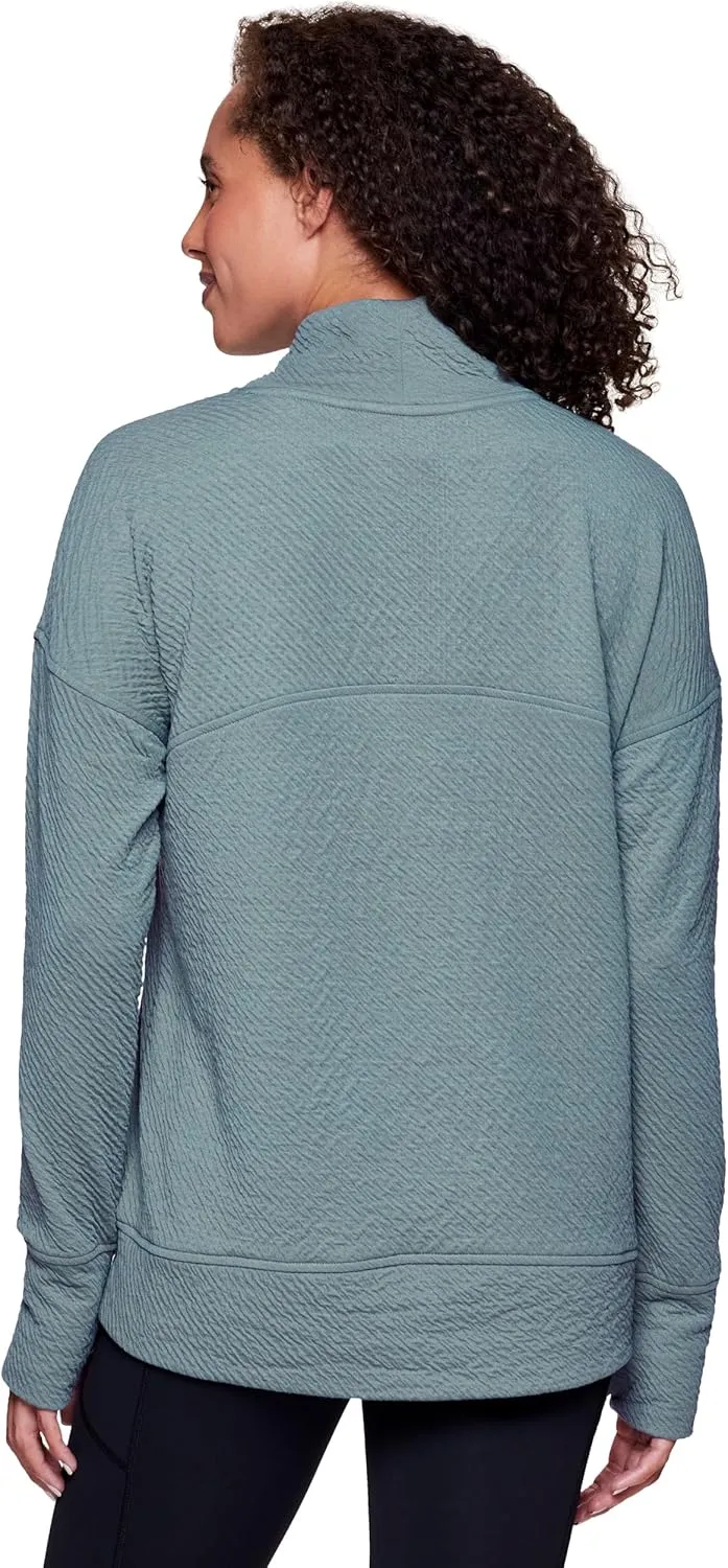 RBX Active Women's Ultra Soft Quilted Cowl Neck Pullover Sweatshirt