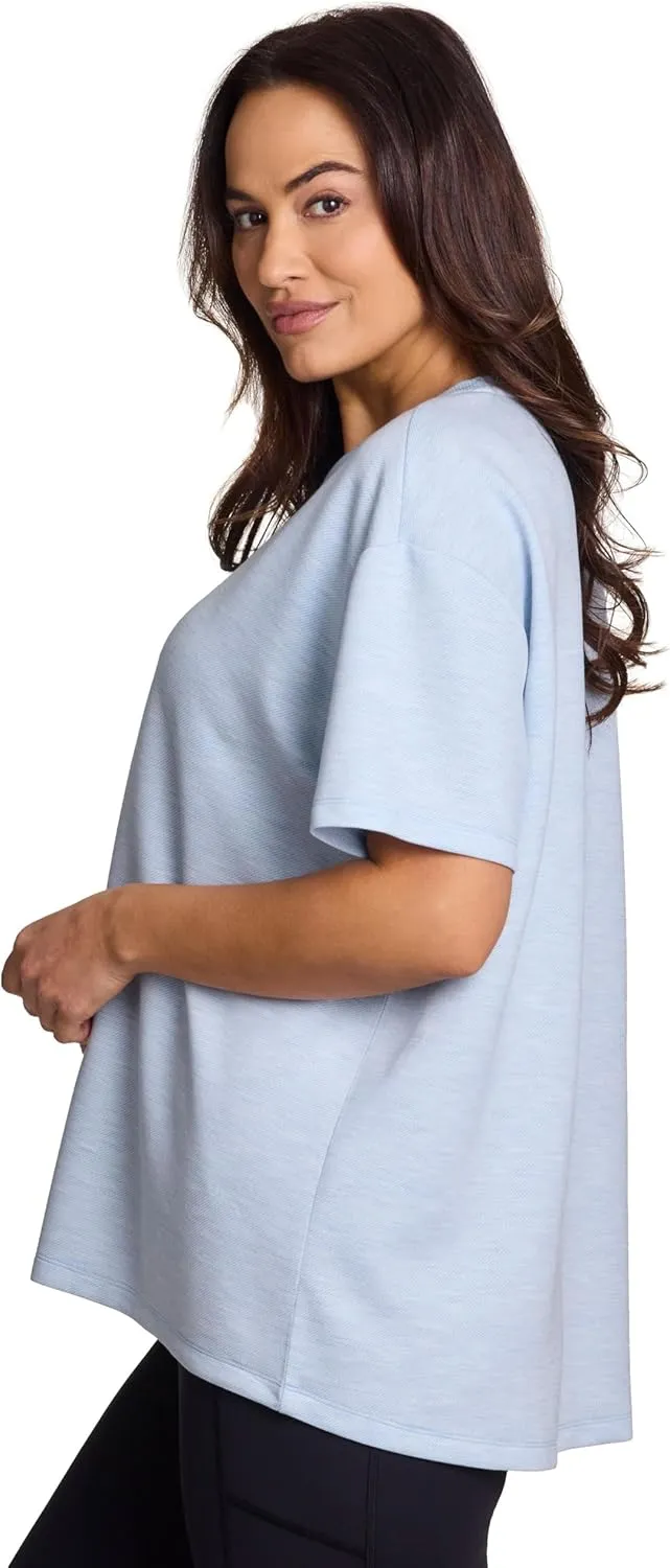 RBX Oversized T-Shirt for Women, Luxe Athleisure Fabric Loungewear Short Sleeve Workout Top with Plus Sizes