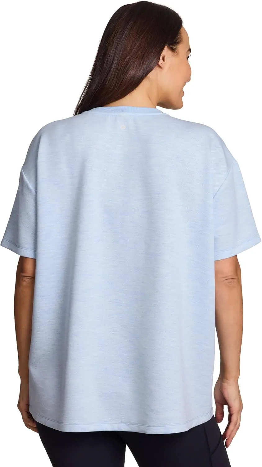 RBX Oversized T-Shirt for Women, Luxe Athleisure Fabric Loungewear Short Sleeve Workout Top with Plus Sizes
