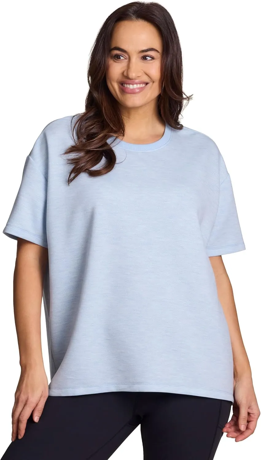 RBX Oversized T-Shirt for Women, Luxe Athleisure Fabric Loungewear Short Sleeve Workout Top with Plus Sizes