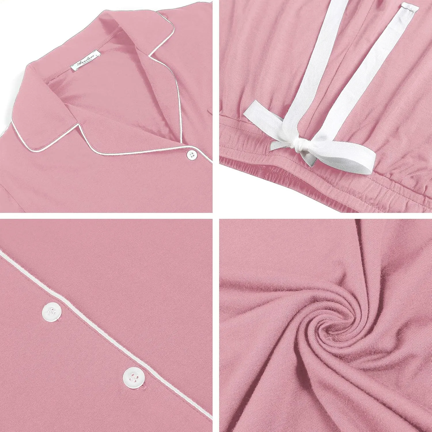 Samring Pajamas Women's Long Sleeve Sleepwear Button Down Pj Sets Soft Loungewear Pajama Set for Women S-XXL