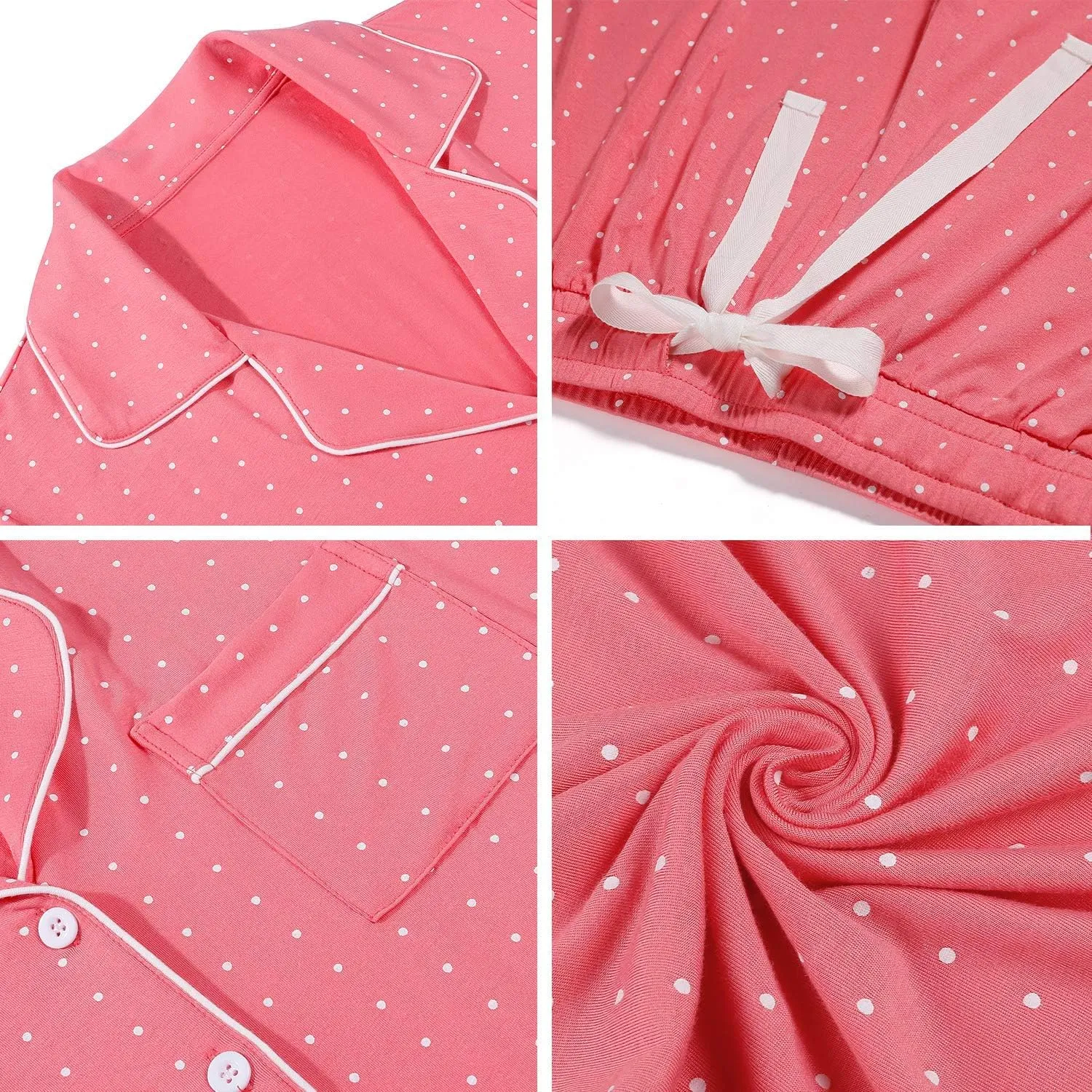 Samring Pajamas Women's Long Sleeve Sleepwear Button Down Pj Sets Soft Loungewear Pajama Set for Women S-XXL