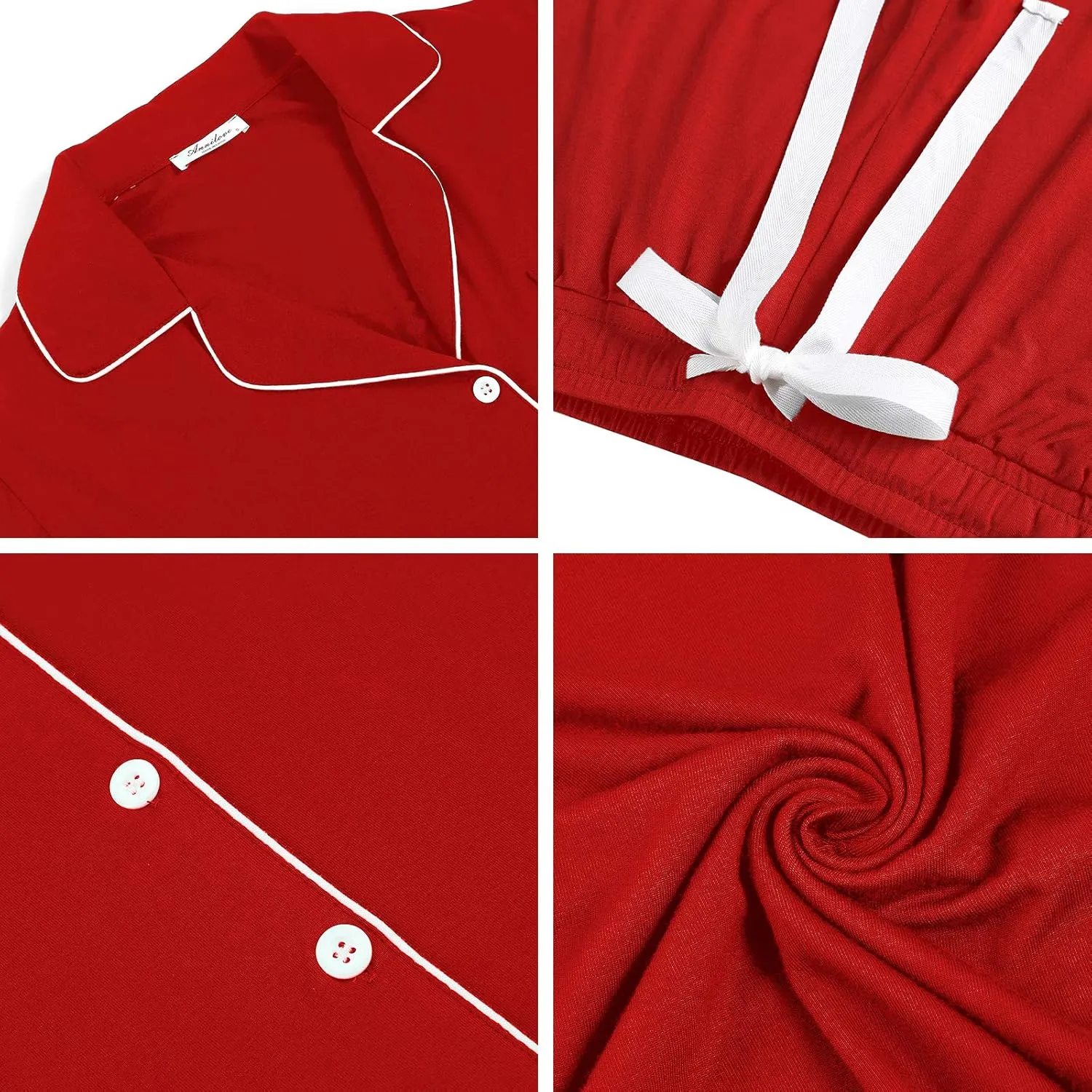 Samring Pajamas Women's Long Sleeve Sleepwear Button Down Pj Sets Soft Loungewear Pajama Set for Women S-XXL