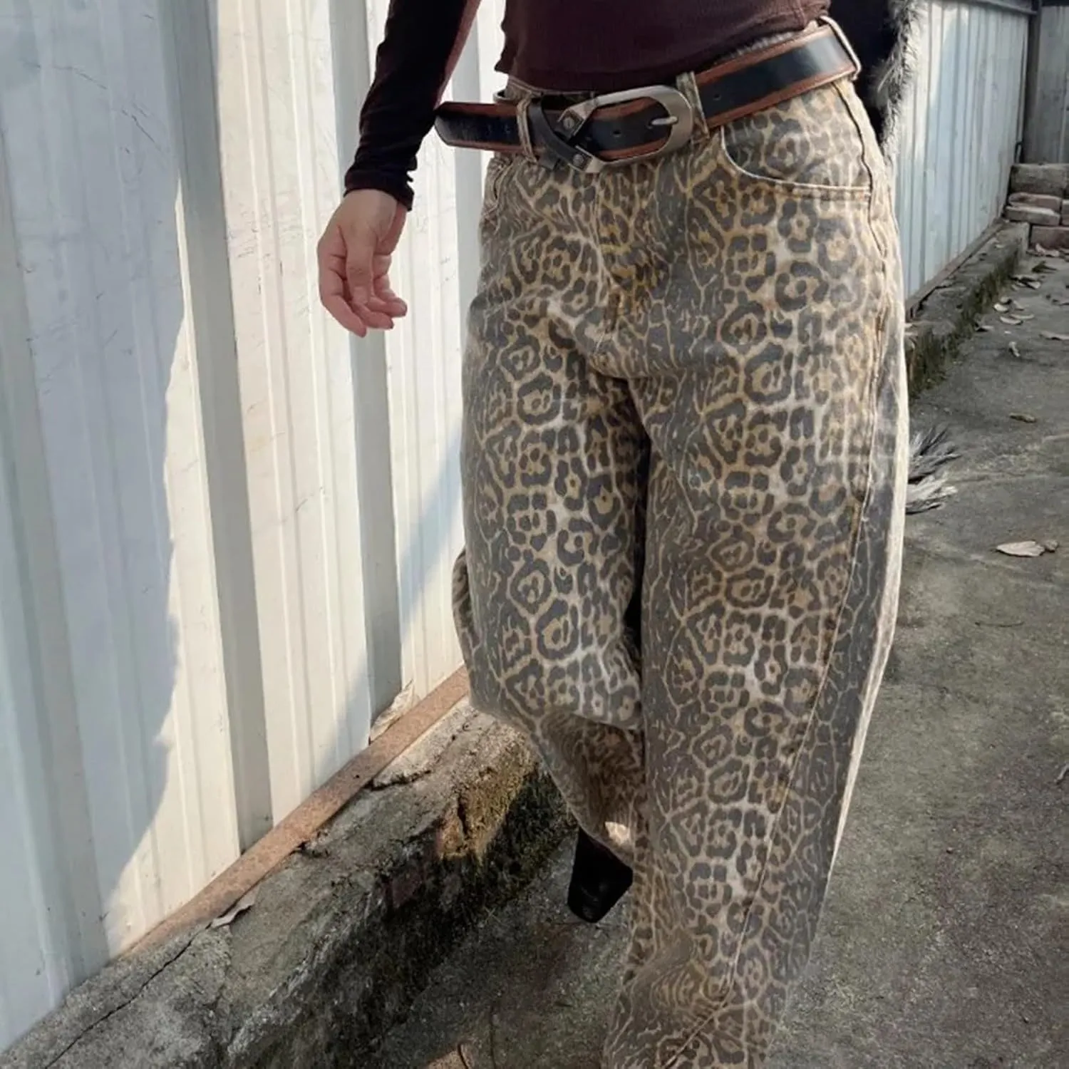 sdbrld Boyfriend Barrel Jeans Women,Womens Baggy Mid Rise Jeans Wide Leg Y2k Denim Harem Cropped Pant Vintage Barrel Jeans