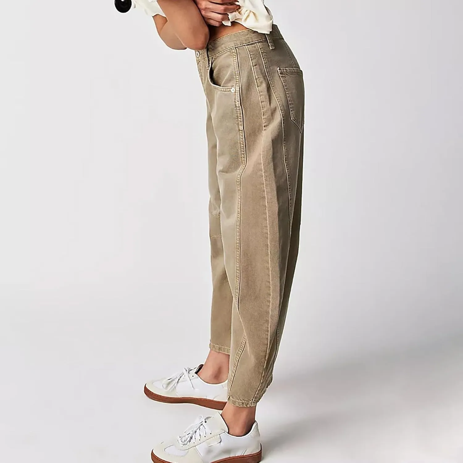 sdbrld Boyfriend Barrel Jeans Women,Womens Baggy Mid Rise Jeans Wide Leg Y2k Denim Harem Cropped Pant Vintage Barrel Jeans