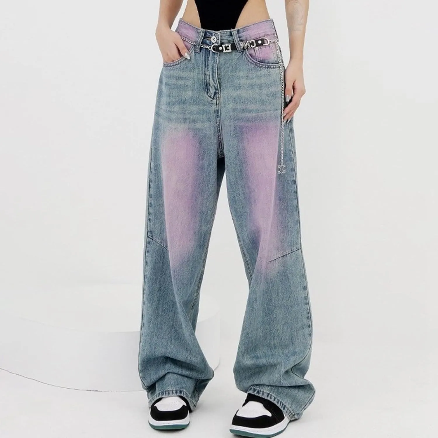 sdbrld Boyfriend Barrel Jeans Women,Womens Baggy Mid Rise Jeans Wide Leg Y2k Denim Harem Cropped Pant Vintage Barrel Jeans