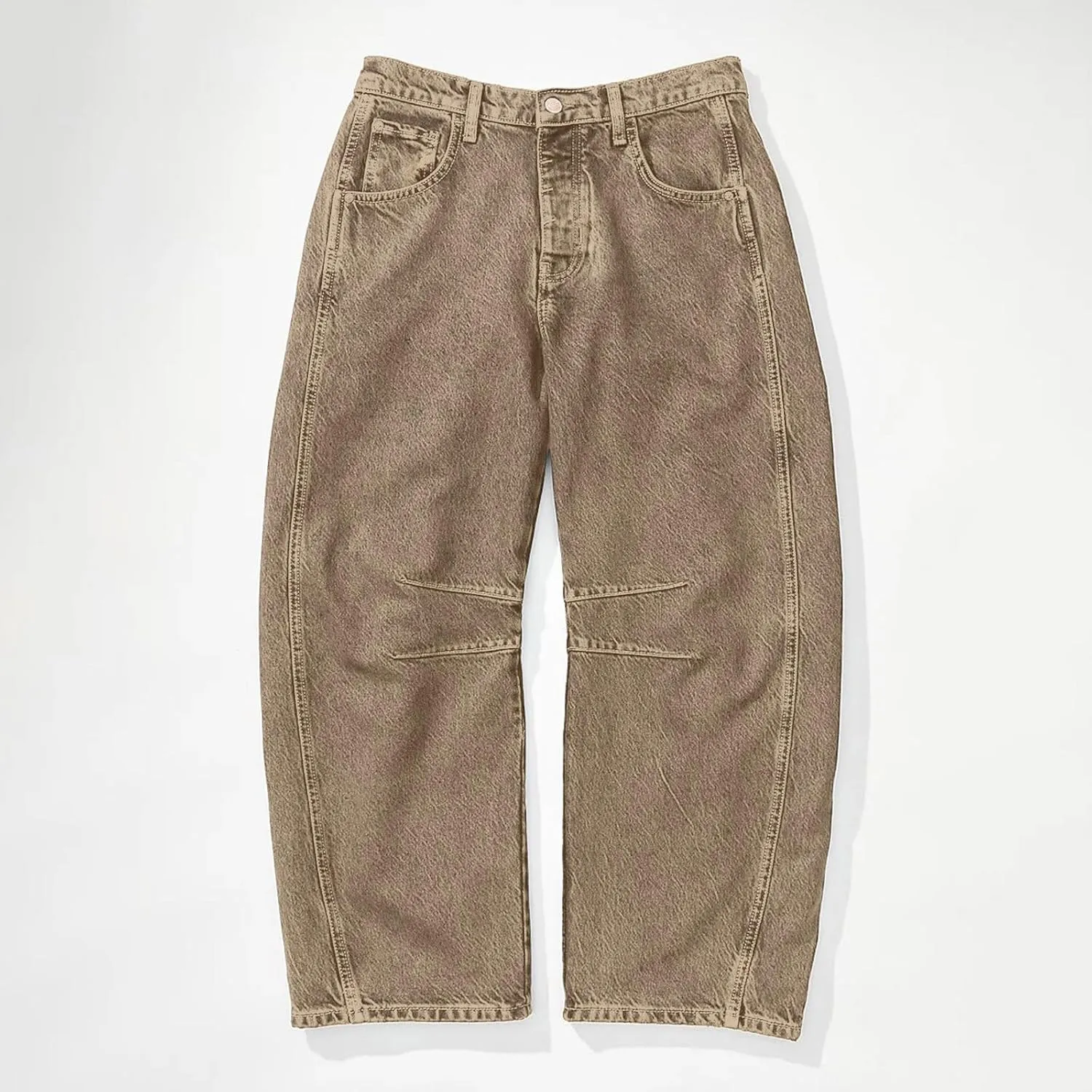 sdbrld Boyfriend Barrel Jeans Women,Womens Baggy Mid Rise Jeans Wide Leg Y2k Denim Harem Cropped Pant Vintage Barrel Jeans