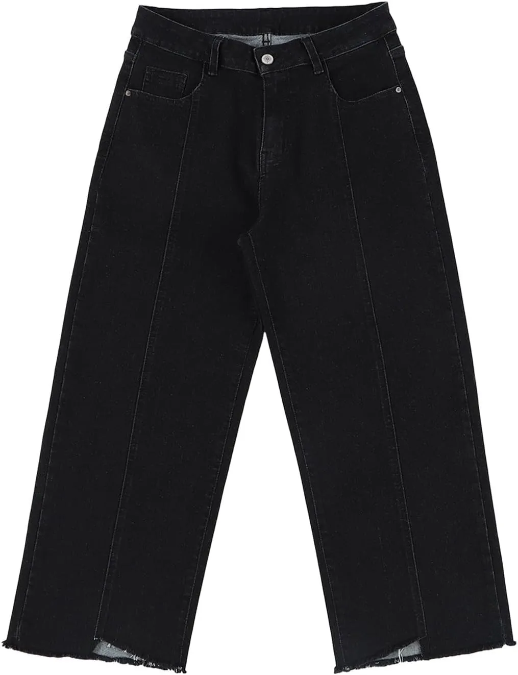 Sidefeel Women's Jeans High Waisted Wide Leg Loose Fit Straight Leg Zimbaplatinum Cropped Denim Pants