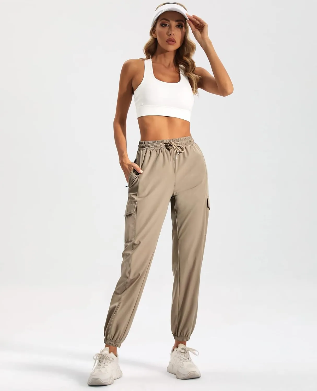 siliteelon Womens Cargo Joggers Lightweight Quick Dry Hiking Pants Athletic Workout Casual Outdoor