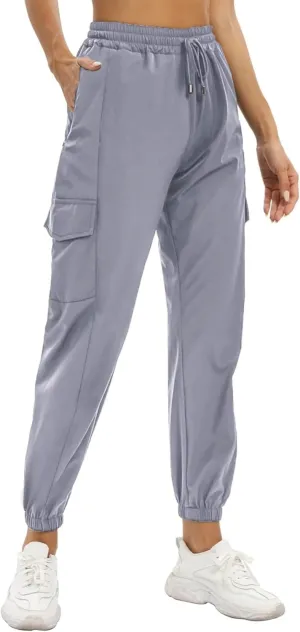 siliteelon Womens Cargo Joggers Lightweight Quick Dry Hiking Pants Athletic Workout Casual Outdoor
