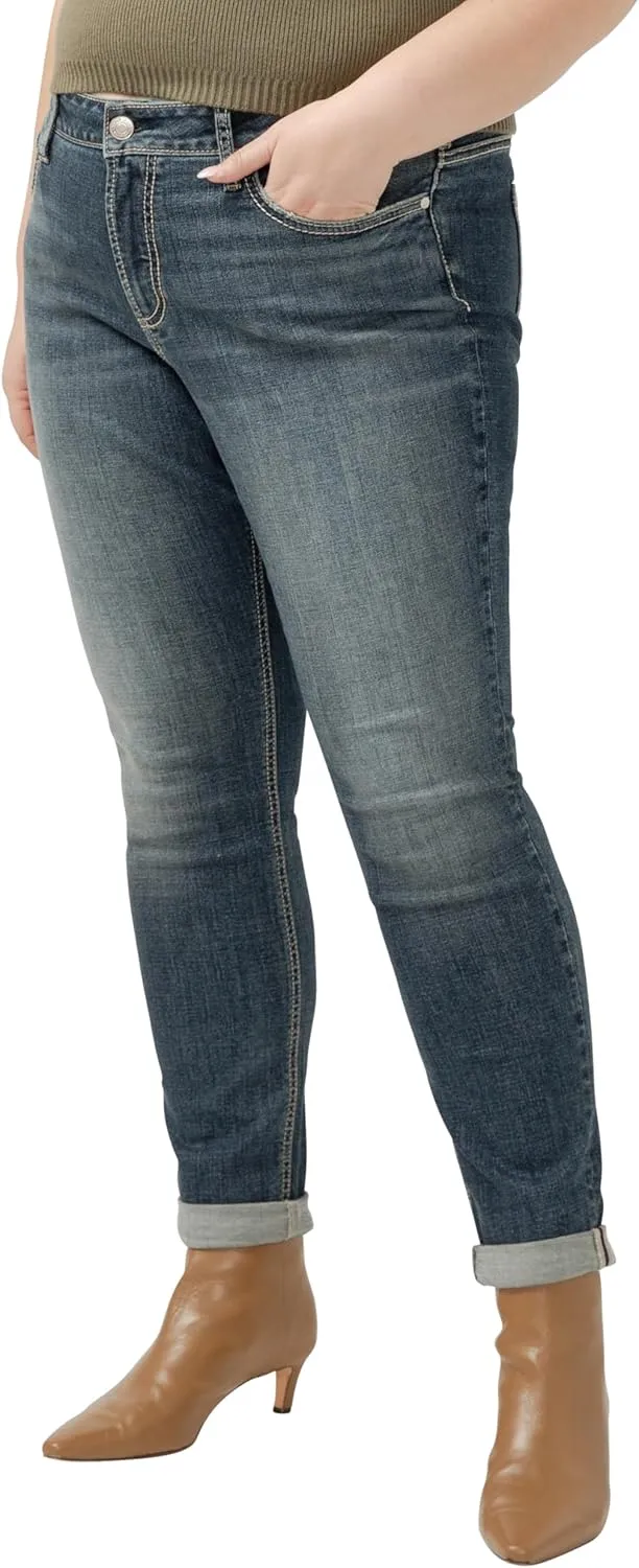 Silver Jeans Co. Women's Girlfriend Mid Rise Skinny Jeans-Legacy