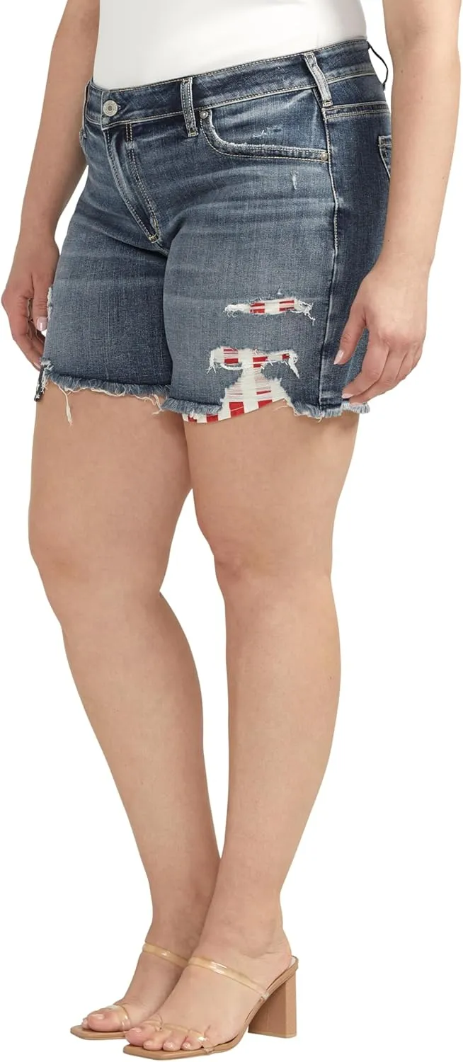 Silver Jeans Co. Women's Plus Size Boyfriend Mid Rise Short