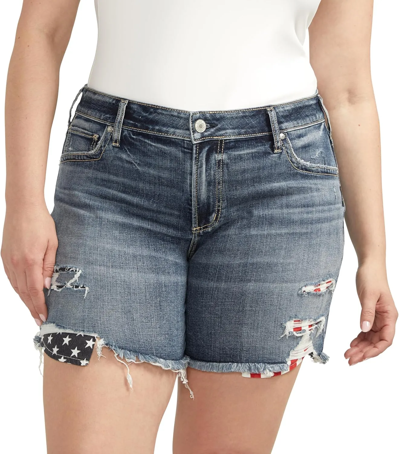 Silver Jeans Co. Women's Plus Size Boyfriend Mid Rise Short