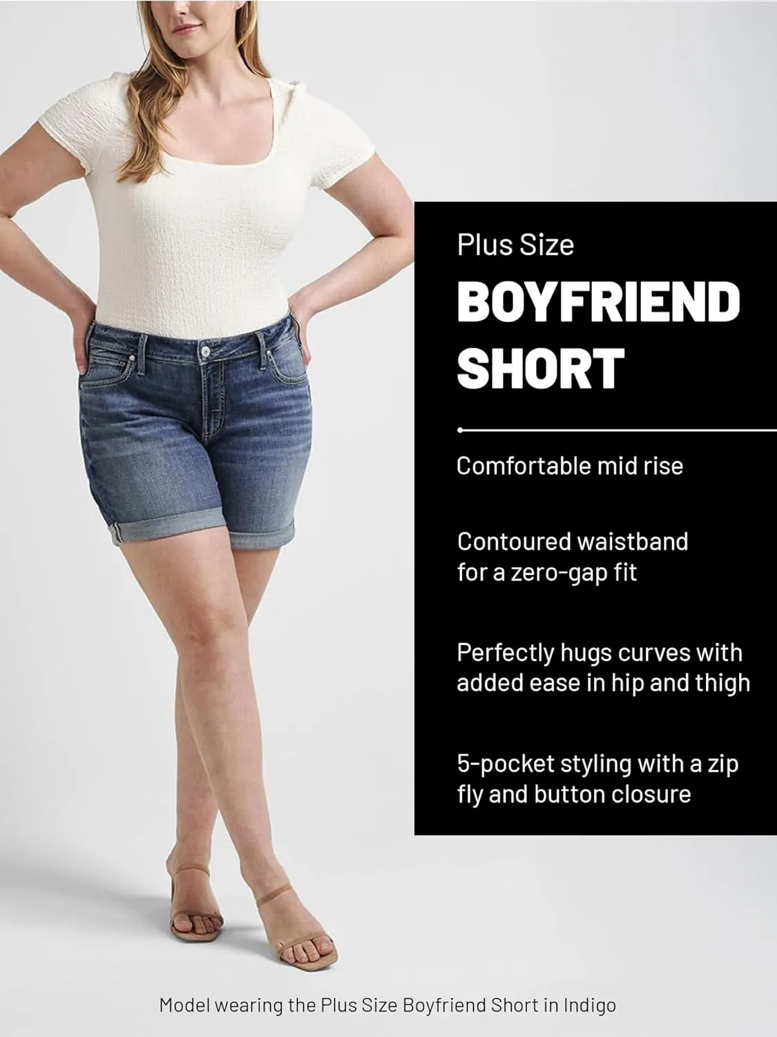 Silver Jeans Co. Women's Plus Size Boyfriend Mid Rise Short