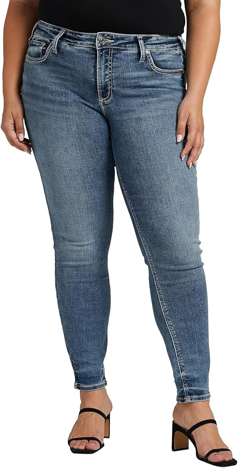 Silver Jeans Co. Women's Plus Size Suki Mid Rise Curvy Fit Skinny Jeans
