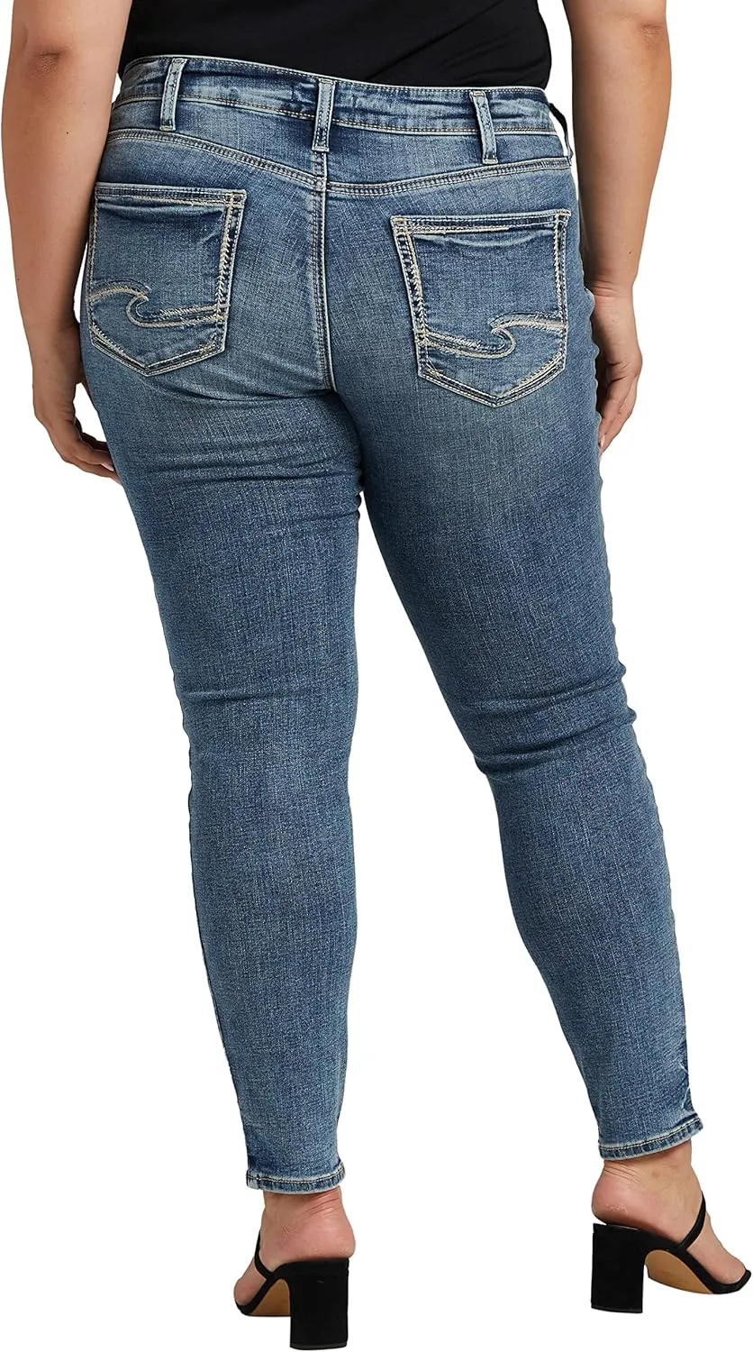 Silver Jeans Co. Women's Plus Size Suki Mid Rise Curvy Fit Skinny Jeans