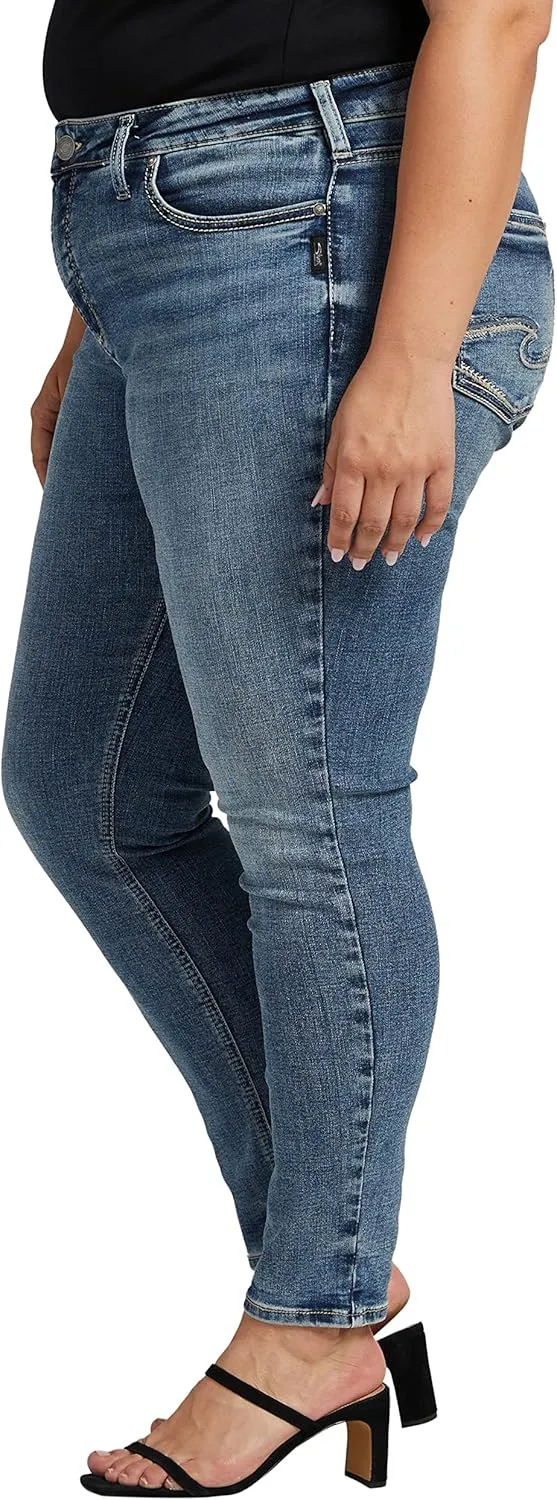 Silver Jeans Co. Women's Plus Size Suki Mid Rise Curvy Fit Skinny Jeans