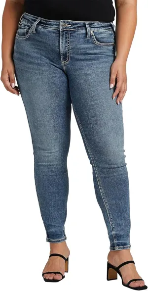 Silver Jeans Co. Women's Plus Size Suki Mid Rise Curvy Fit Skinny Jeans