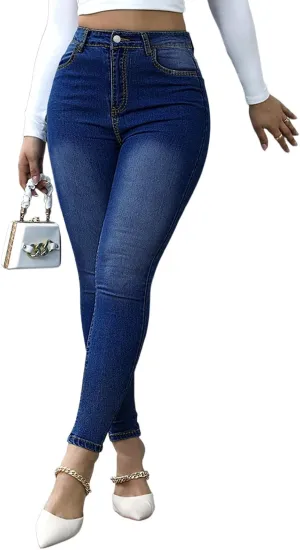 Skinny Jeans for Women Stretchy Butt Lifting High Waisted Jeans Trendy Tummy Control Summer Denim Leggings with Pockets