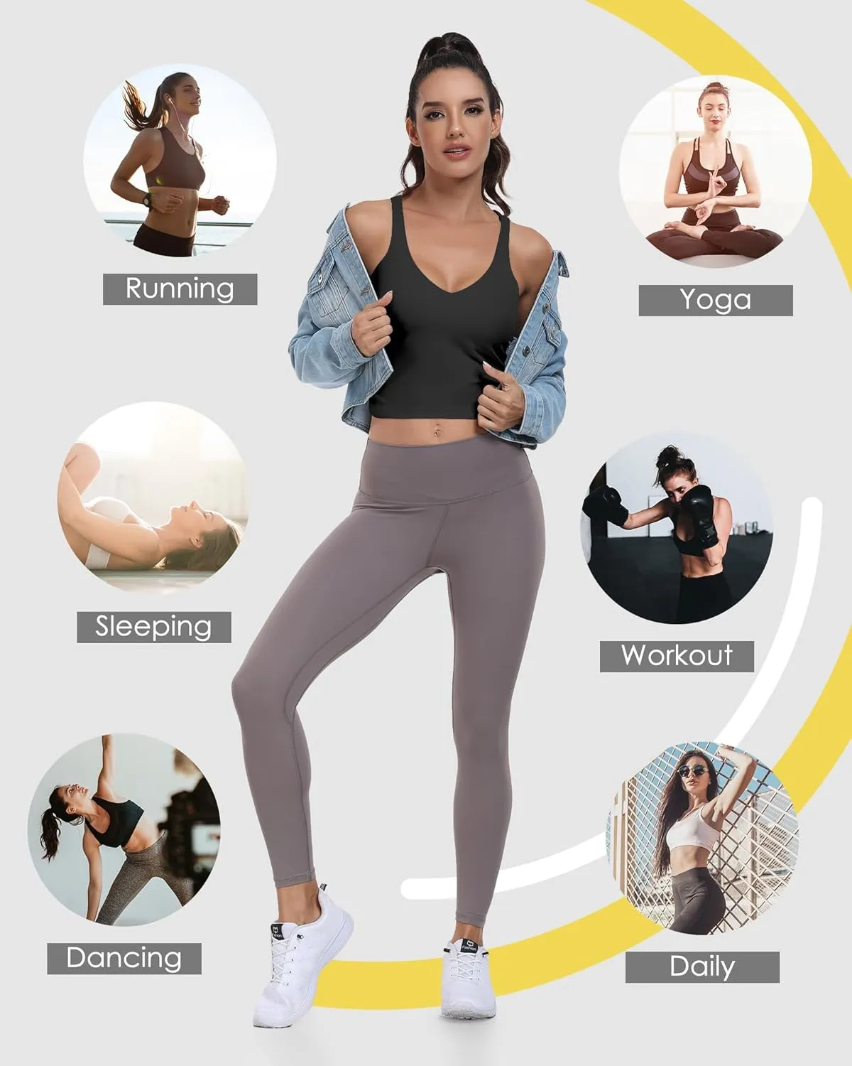 Sport Bra Tank Tops for Women,Ruched Criss Cross Back Longline Wirefree Workout Crop Tops Yoga Bra