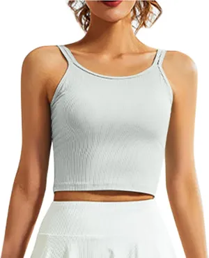 Sports Bras for Women Double Shoulder Strap Quick-Dry Workout Crop Cute Tank Tops Camisole Yoga Fitness Running Gym