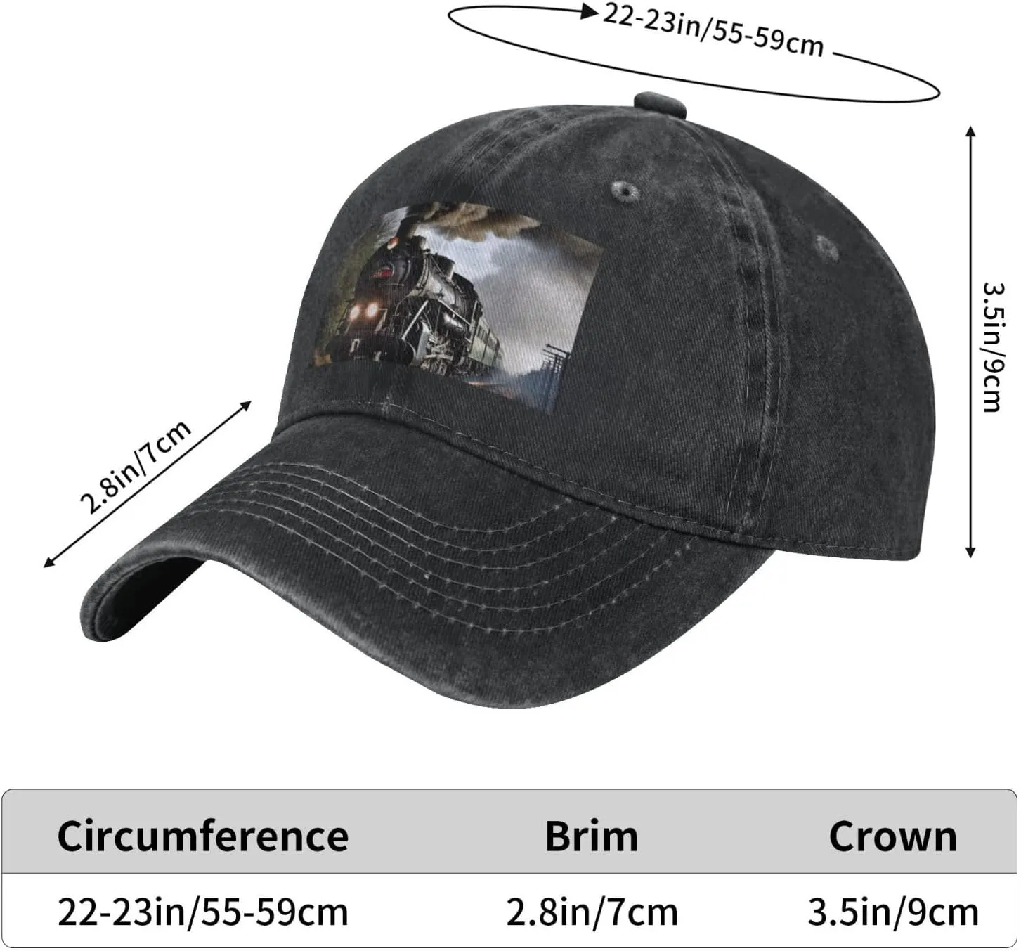 Steam Train Unisex Baseball Cap Breathable Cotton Trucker Hat Classic Denim Dad Hat Summer Sun Hat