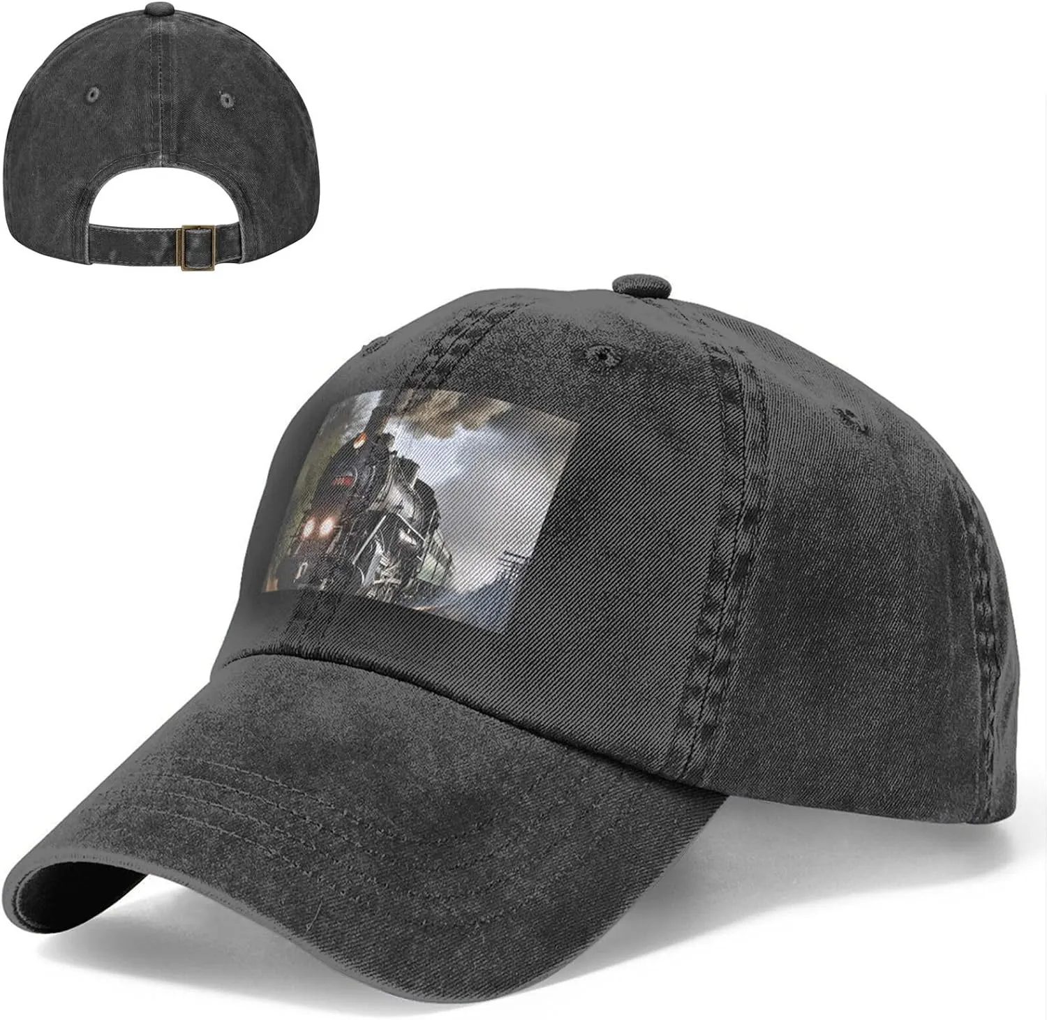 Steam Train Unisex Baseball Cap Breathable Cotton Trucker Hat Classic Denim Dad Hat Summer Sun Hat