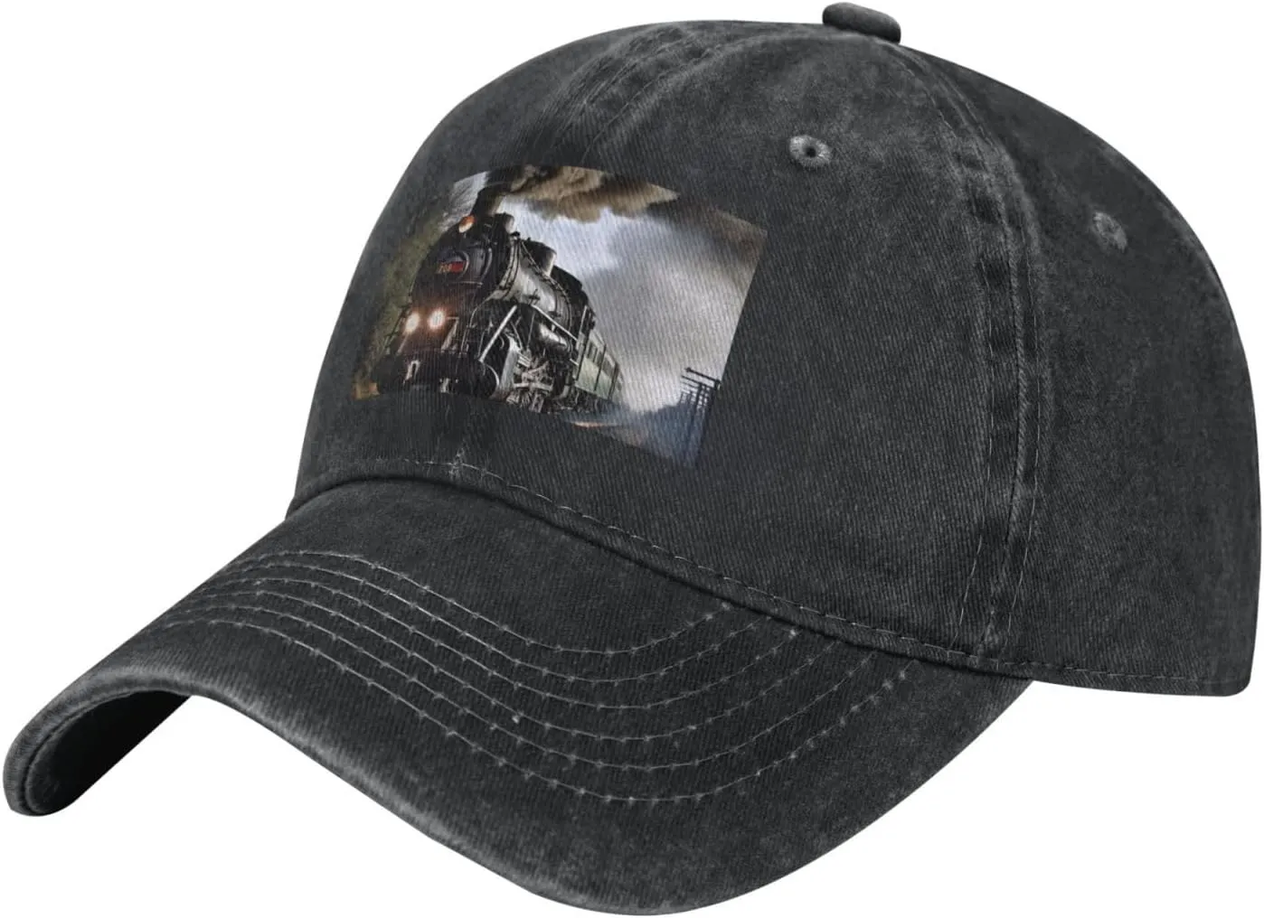 Steam Train Unisex Baseball Cap Breathable Cotton Trucker Hat Classic Denim Dad Hat Summer Sun Hat