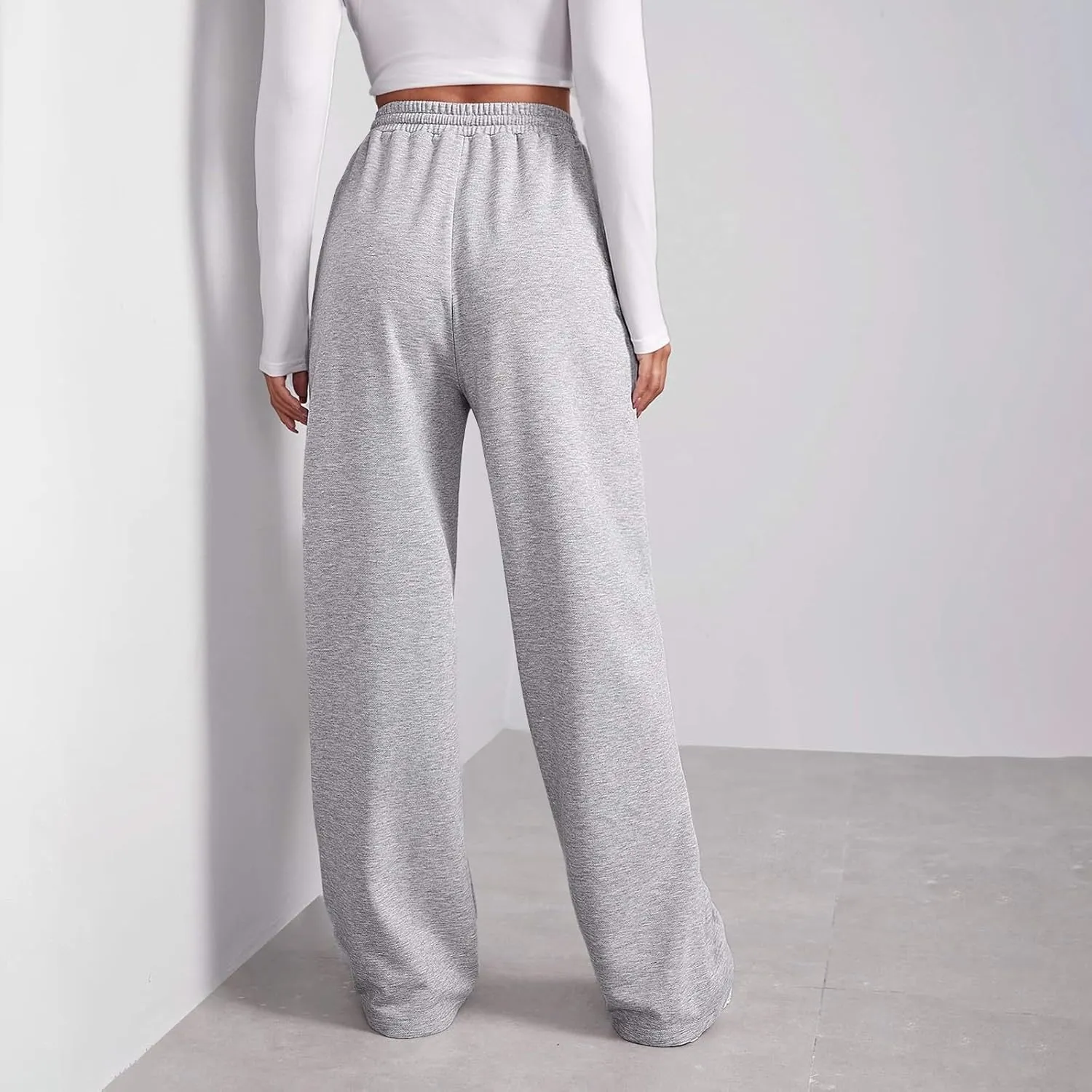 Straight Leg Sweatpants for Women Baggy Fleece Sweatpants Wide Leg Lounge Pants Casual Comfy Jogger Sweatpants