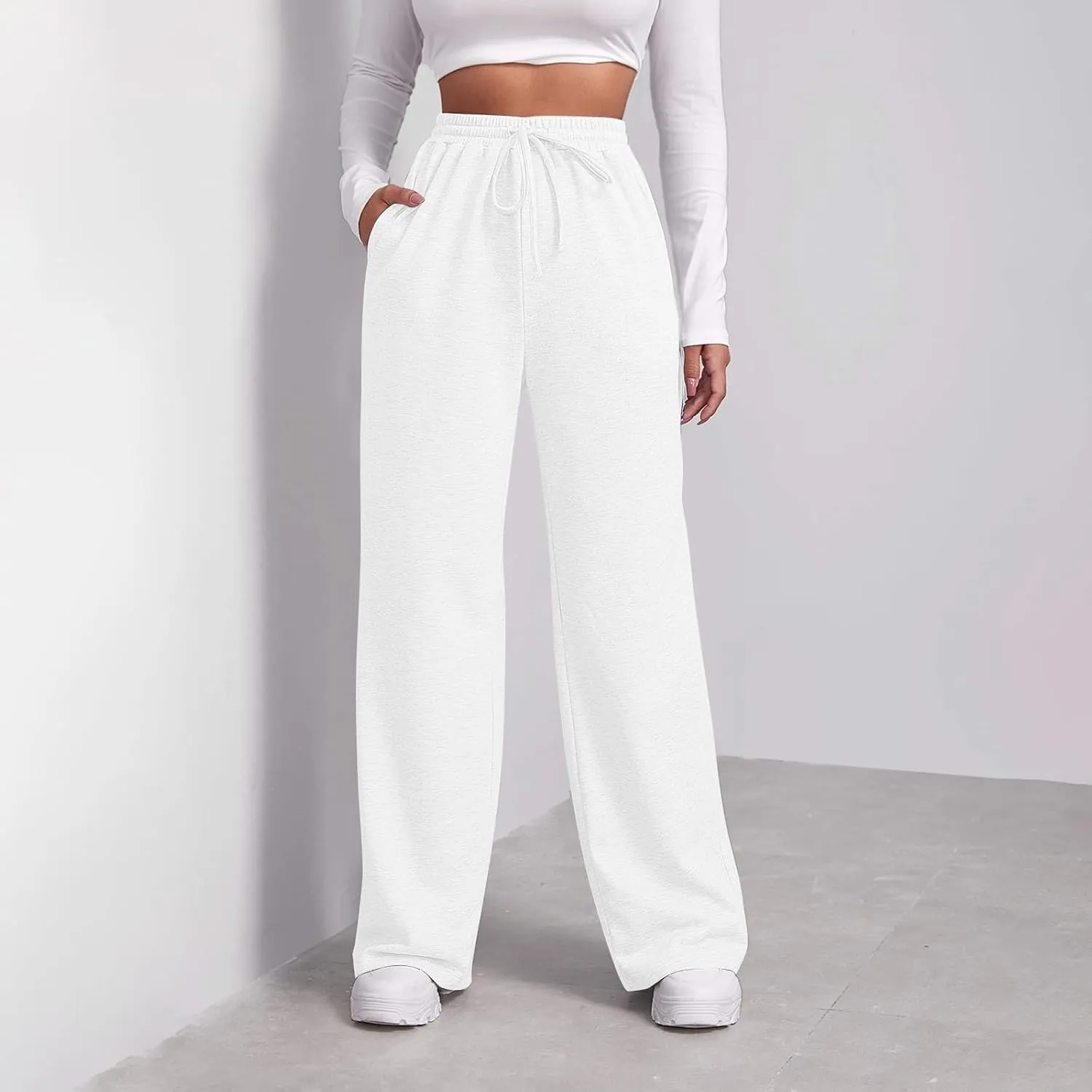 Straight Leg Sweatpants for Women Baggy Fleece Sweatpants Wide Leg Lounge Pants Casual Comfy Jogger Sweatpants