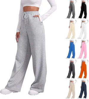 Straight Leg Sweatpants for Women Baggy Fleece Sweatpants Wide Leg Lounge Pants Casual Comfy Jogger Sweatpants