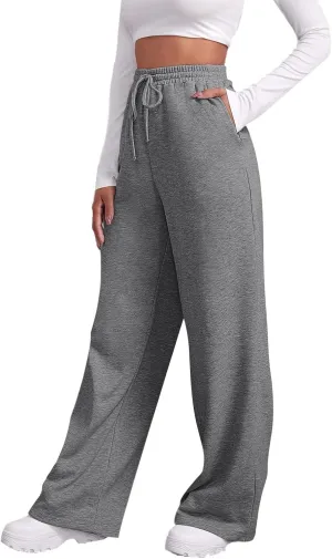Straight Leg Sweatpants for Women Baggy Fleece Sweatpants Wide Leg Lounge Pants Casual Comfy Jogger Sweatpants